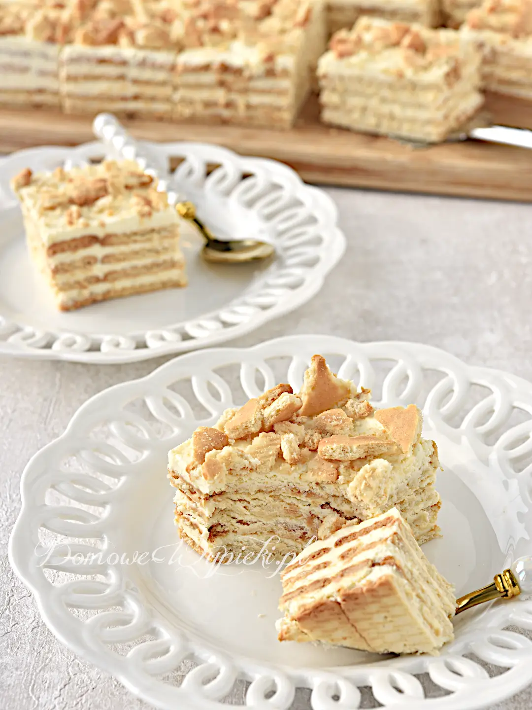 Herbatnikowiec z kremem ze słodzonego mleka skondensowanego