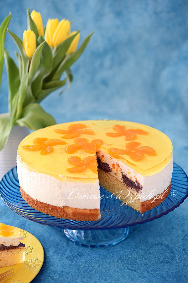 Tort mandarynkowo- serowo-makowy